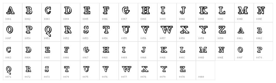 Egidia Character Map