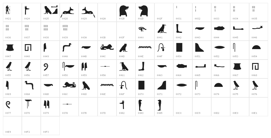 EgyptianHieroglyphsSilhouette Character Map