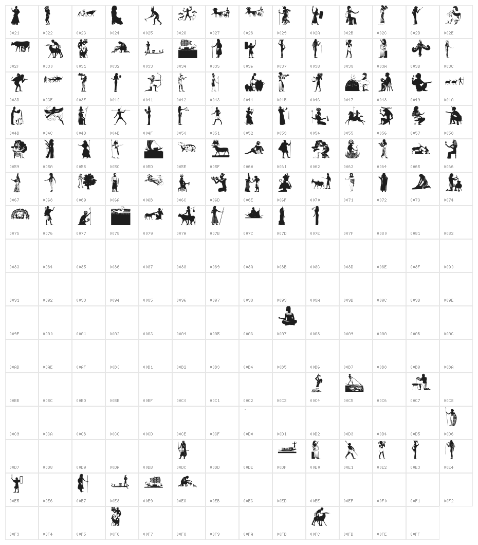 EgyptianSilhouettes Character Map