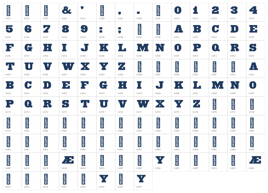 Egyptienne Large Regular Character Map
