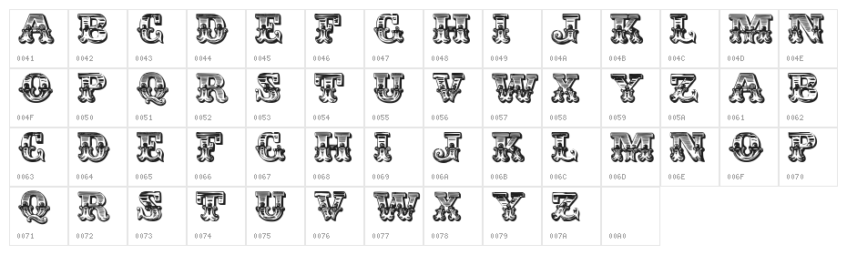 Egyptienne Zierinitialien Character Map