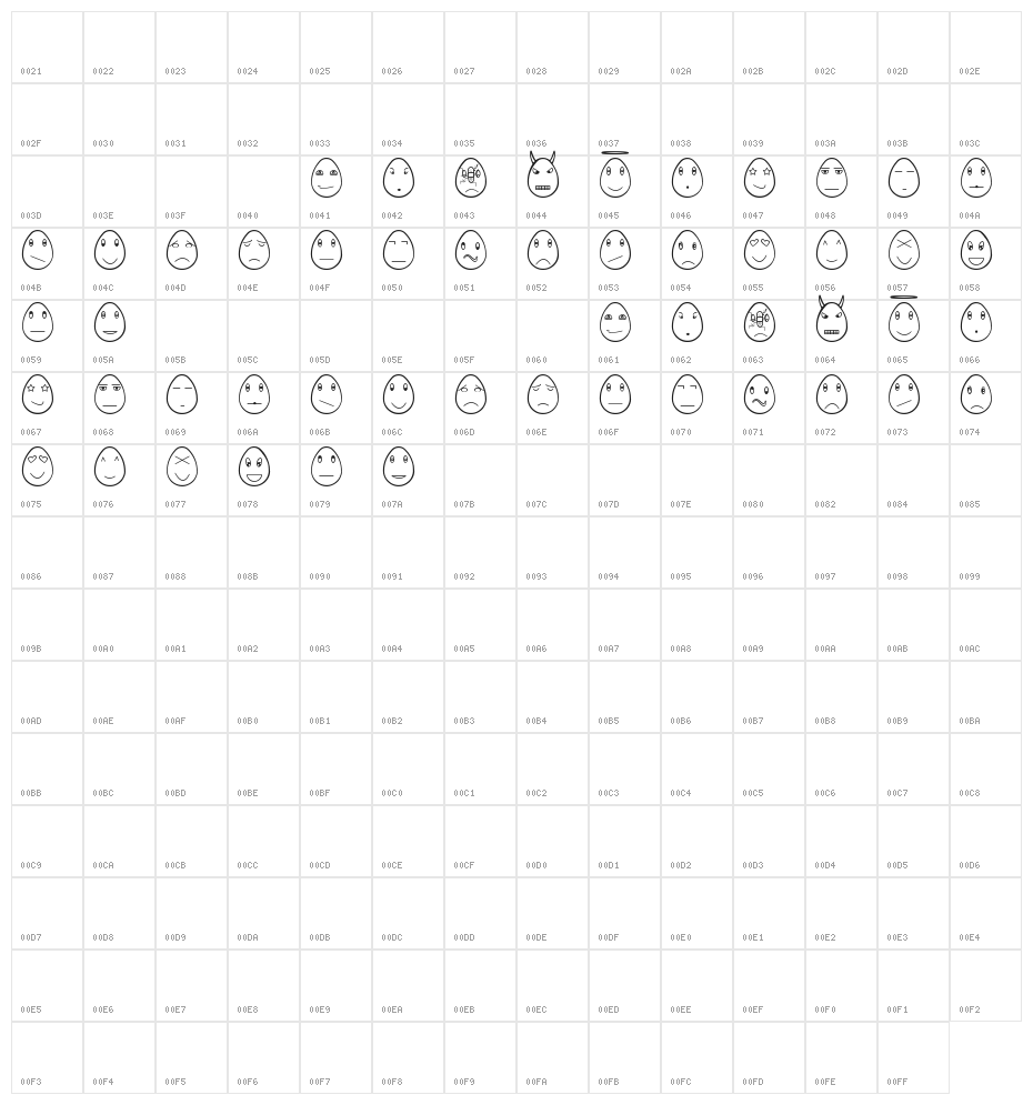 eggfaces tfb Character Map