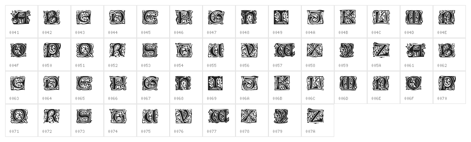 Eichenlaub Initialen Character Map