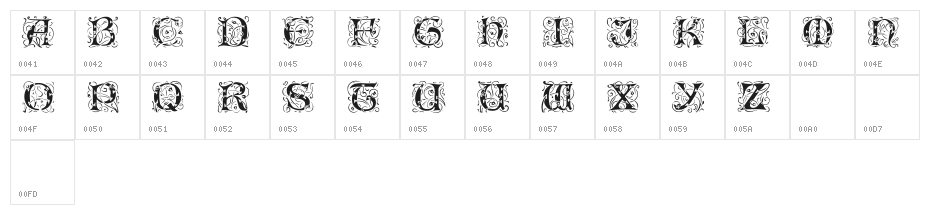 EileenCaps-Black Character Map