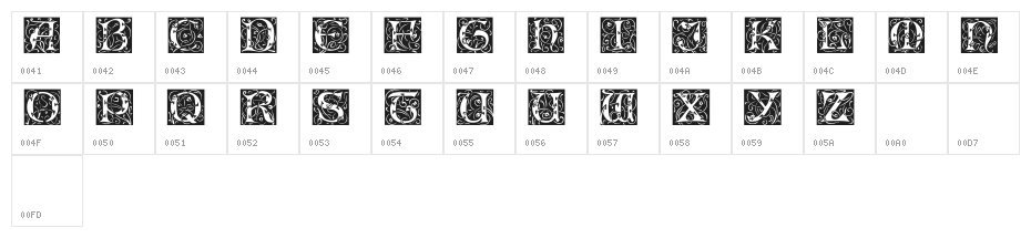 EileenCaps Character Map