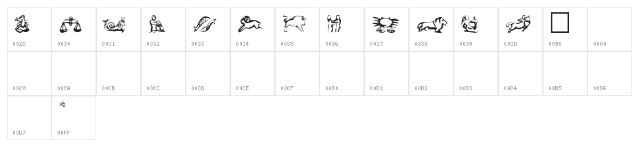 EileensLittleZodiac Character Map