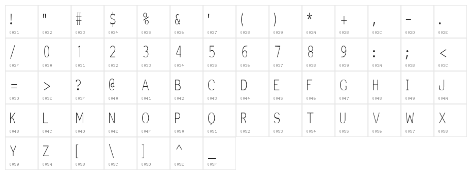 EinzigSans Character Map