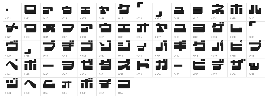 EjectJap LowerPhat Character Map