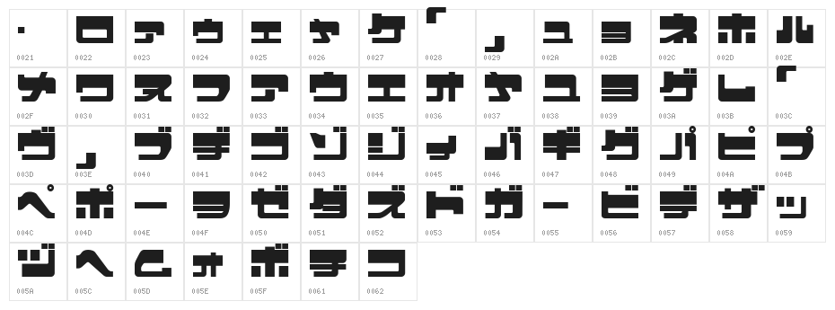 EjectJap UpperPhat Character Map
