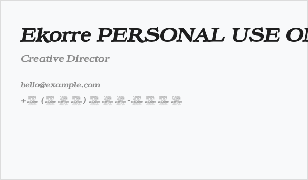 Ekorre PERSONAL USE ONLY Black Italic Business Card