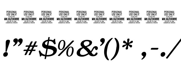 Ekorre PERSONAL USE ONLY Bold Italic Font OTHER CHARS