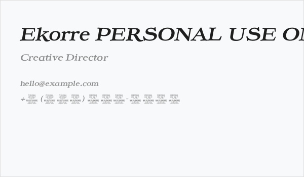 Ekorre PERSONAL USE ONLY Bold Italic Business Card