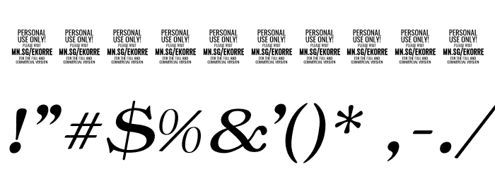 Ekorre PERSONAL USE ONLY Regular Italic Font OTHER CHARS