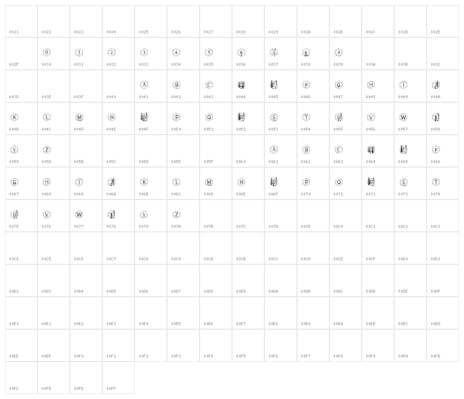 ELEGANT MONOGRAM Character Map