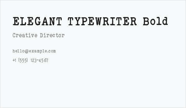 ELEGANT TYPEWRITER Bold Business Card