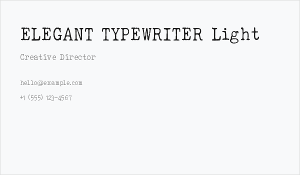 ELEGANT TYPEWRITER Light Business Card