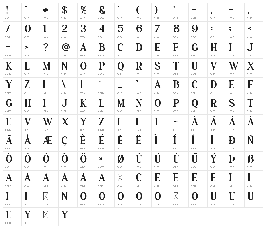 ELLFIELD Character Map