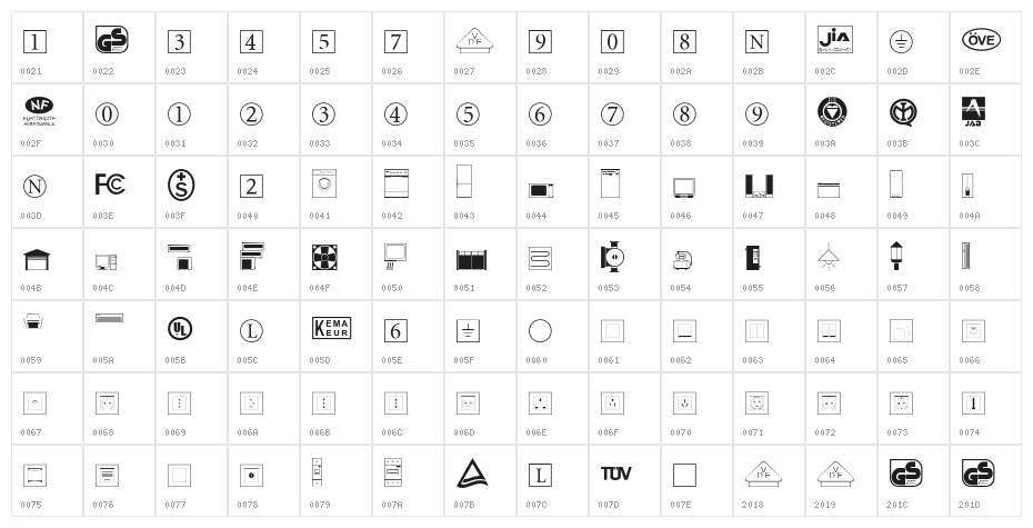 ELSymbolsStd Character Map