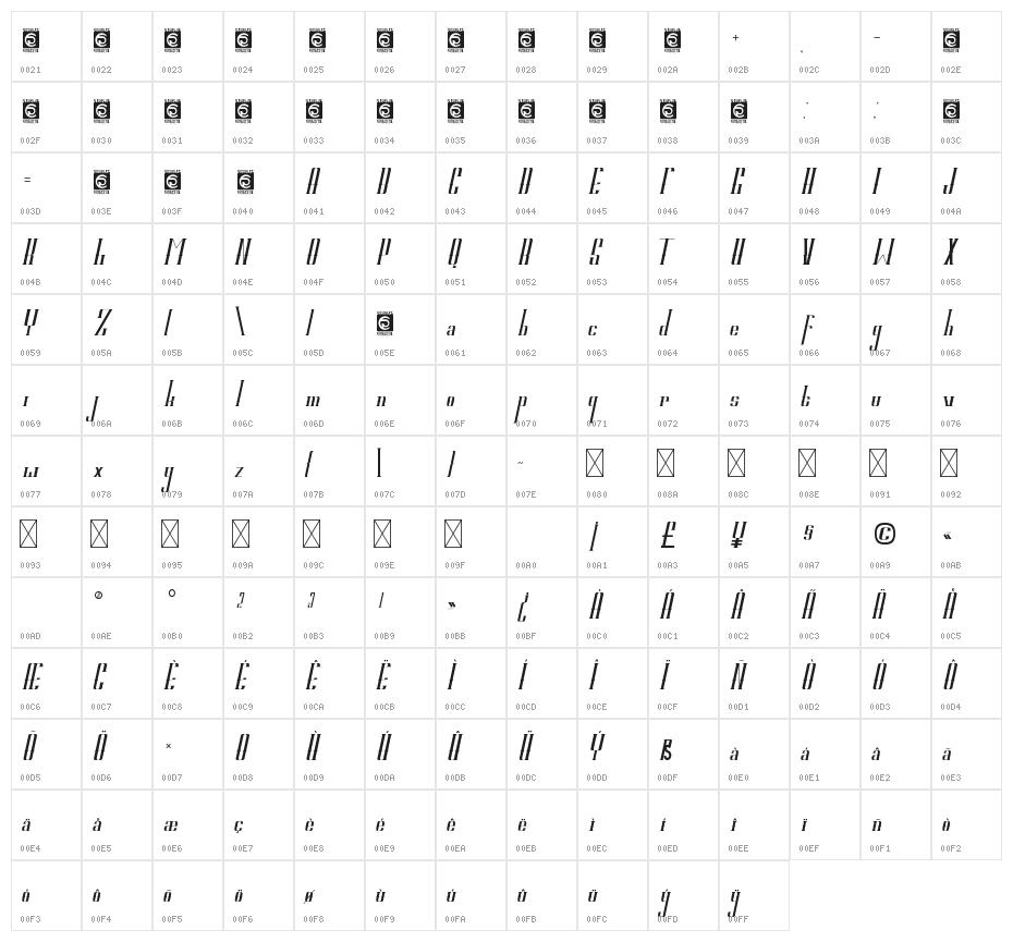 ELVINO Personal Use Character Map