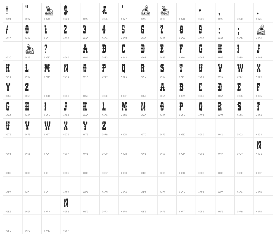 El Bandolero Character Map
