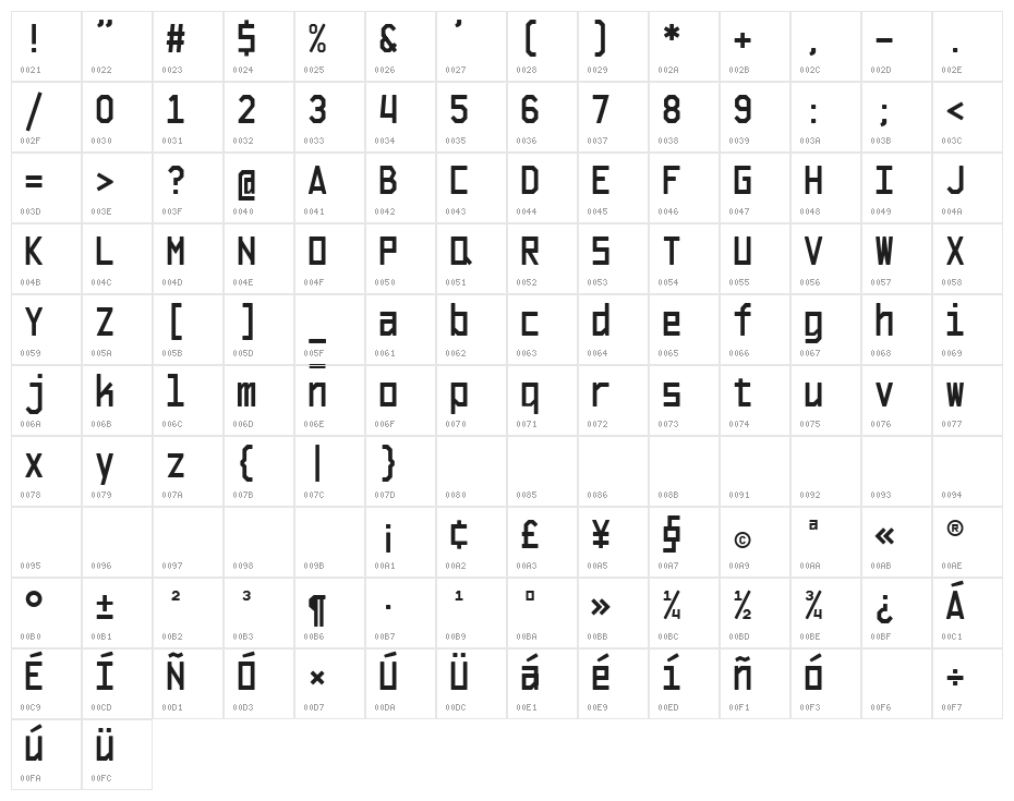 El Volcan Regular Character Map