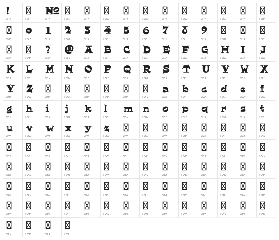 ElDorado-Bold Character Map