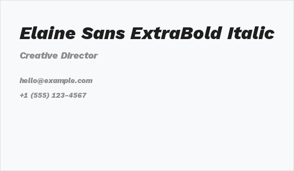 Elaine Sans ExtraBold Italic Business Card
