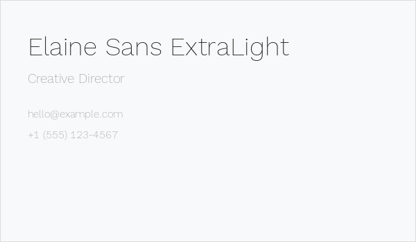 Elaine Sans ExtraLight Business Card