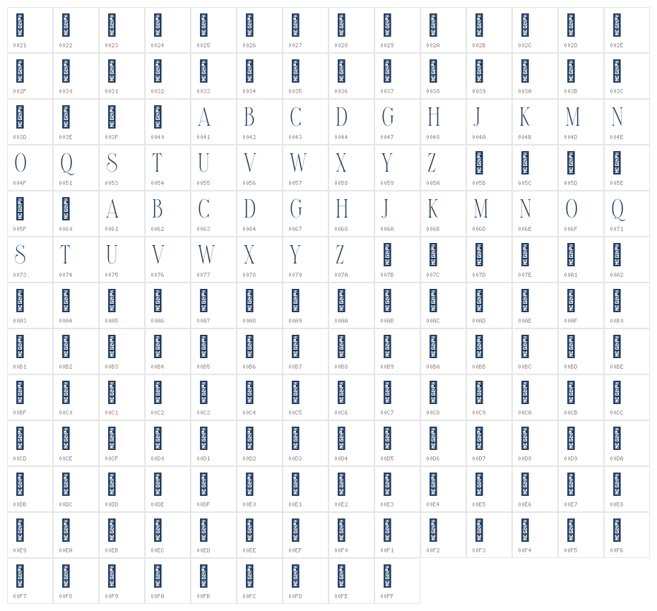 Elantrae Demo Regular Character Map
