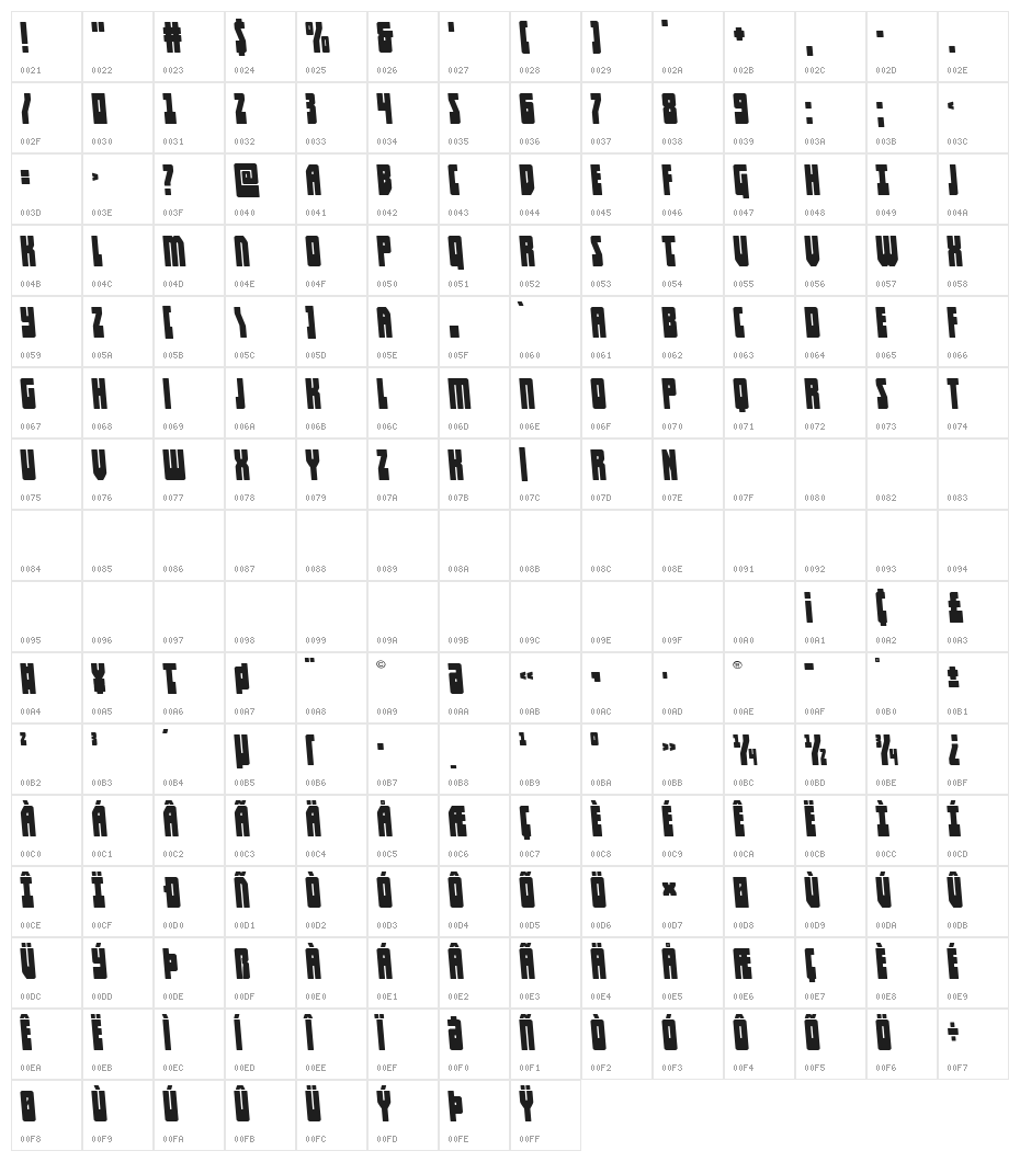 Elastic Lad Expanded Semi-Left Character Map