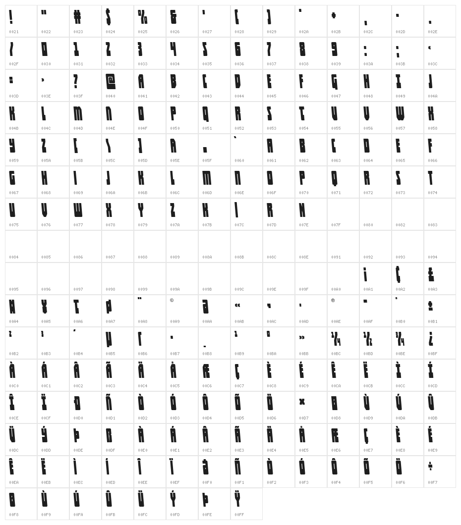 Elastic Lad Semi-Leftalic Character Map