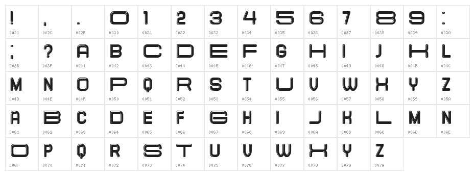 Elastic Letters Book Regular Character Map