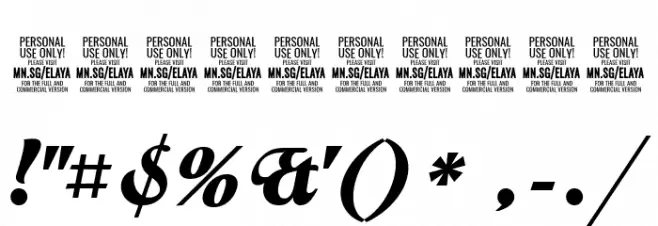 Elaya Script PERSONAL USE ONLY Font OTHER CHARS