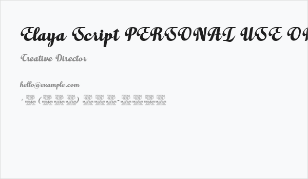 Elaya Script PERSONAL USE ONLY Business Card