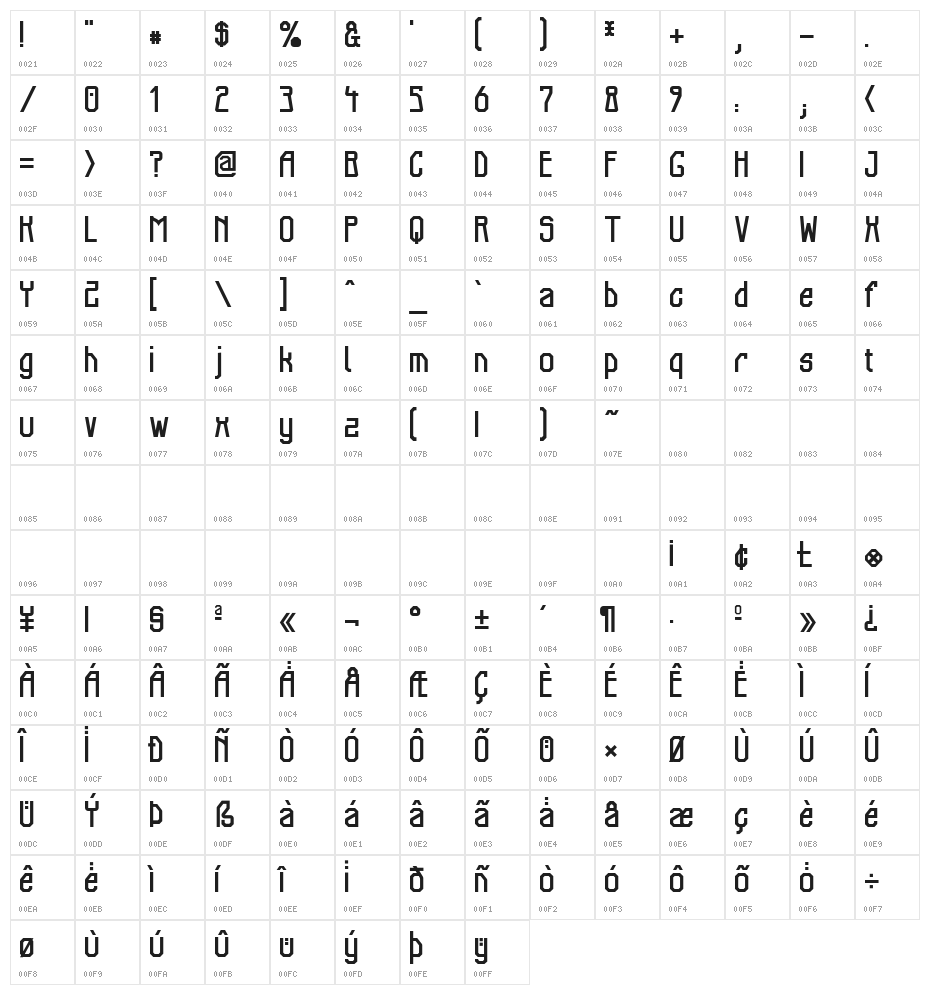 Elb-Tunnel Normal Character Map