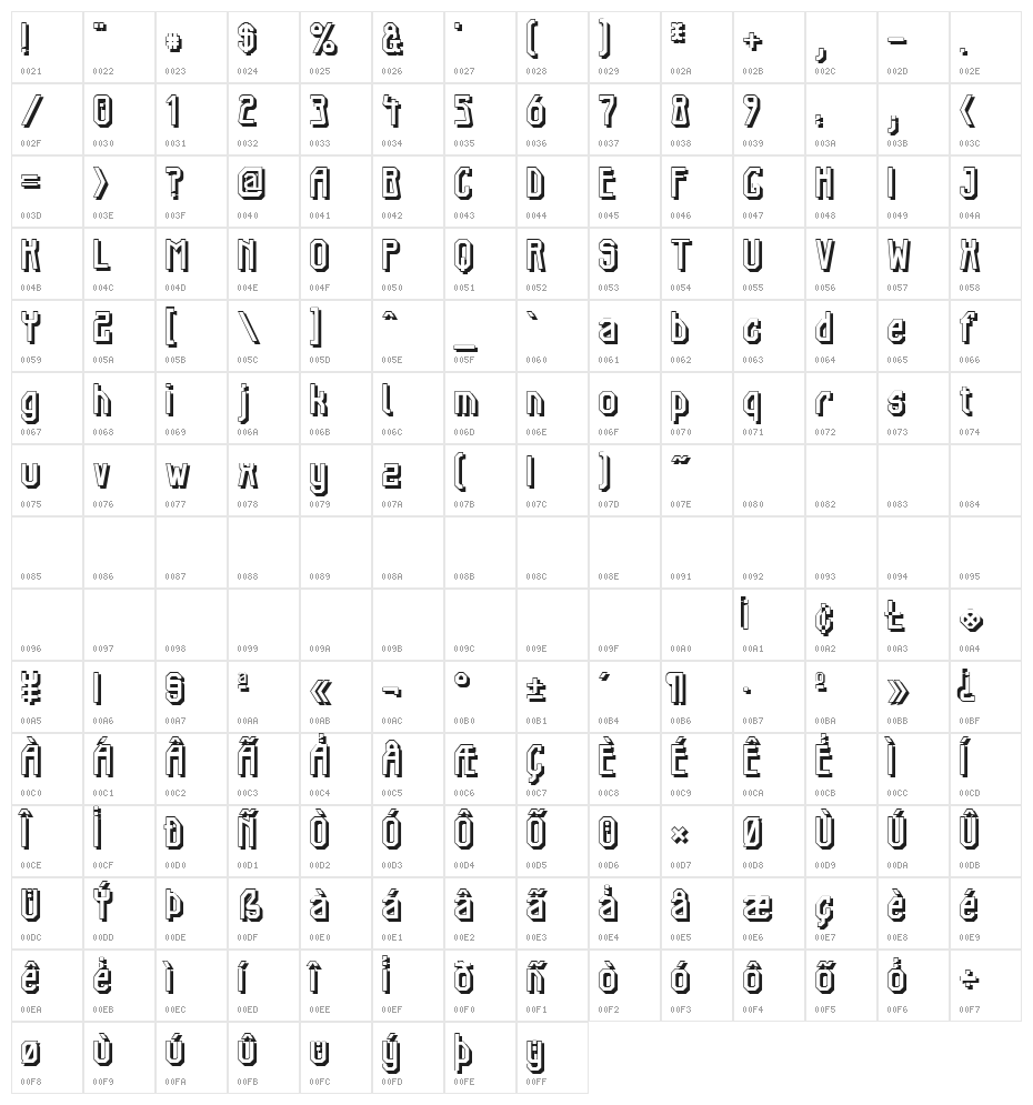 Elb-Tunnel Schatten Character Map