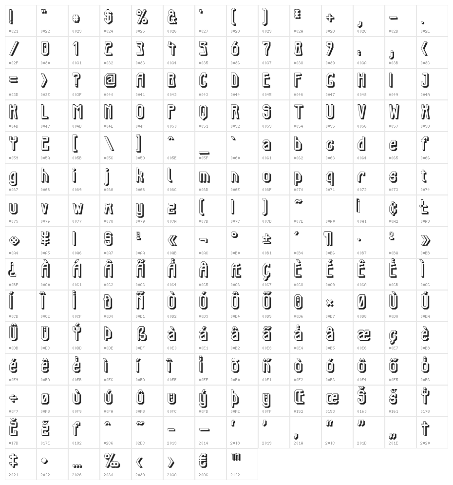 Elb-TunnelSchatten Character Map