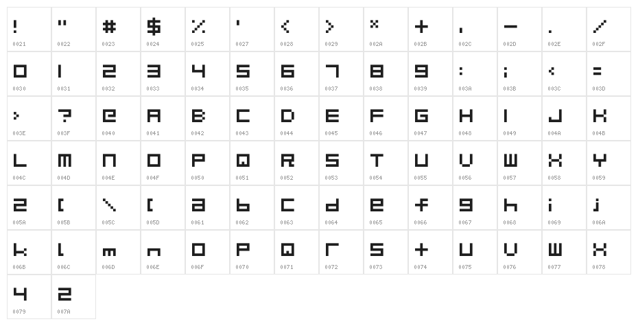 Elbow-tils Character Map