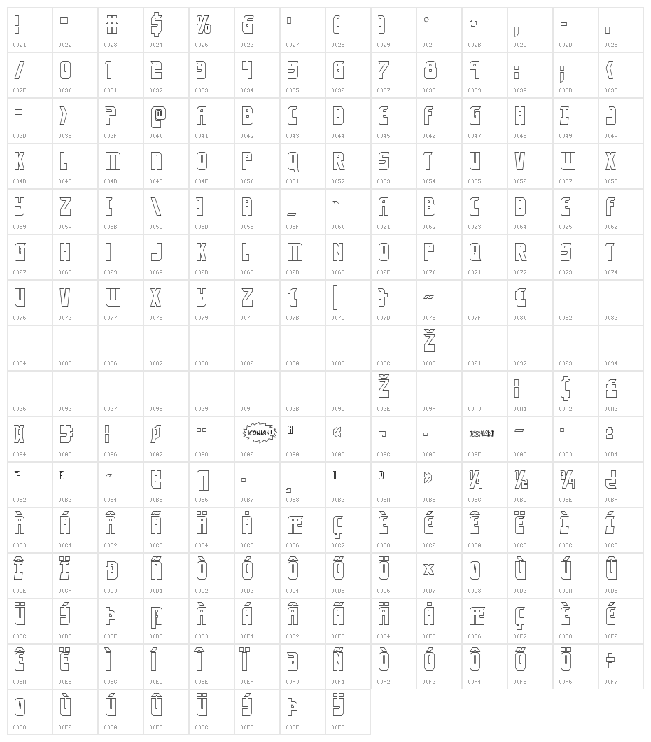 Eldebaran Outline Regular Character Map