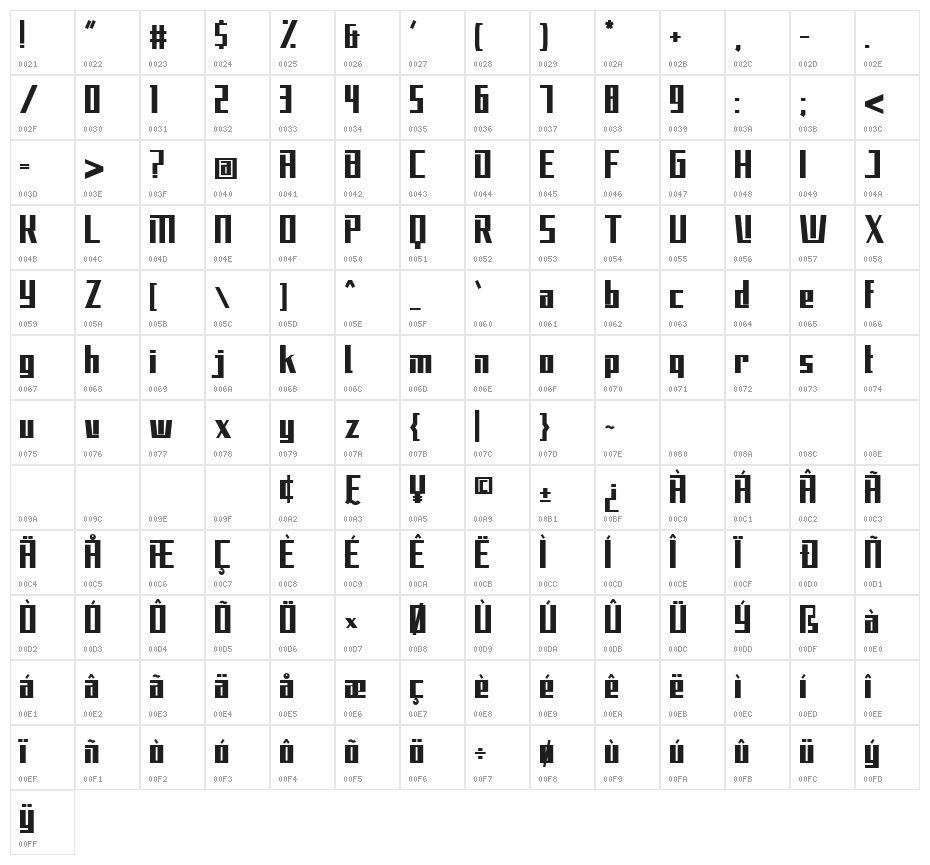 Elecstrom Regular Character Map