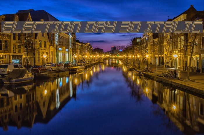 Election Day 3D Italic Font examples