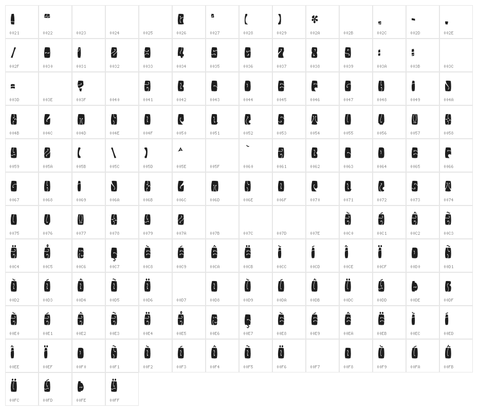 ElectorateBoogaloo-Regular Character Map