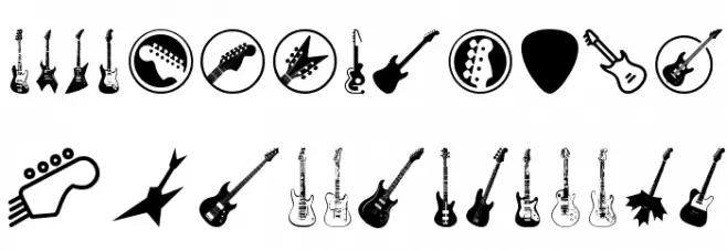 Electric Guitar Icons Fonte MAIÚSCULAS