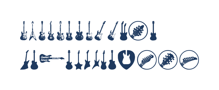 Electric Guitar Icons Lowercase