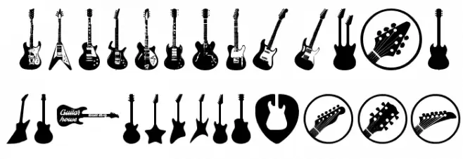 Electric Guitar Icons फ़ॉन्ट लोअरकेस