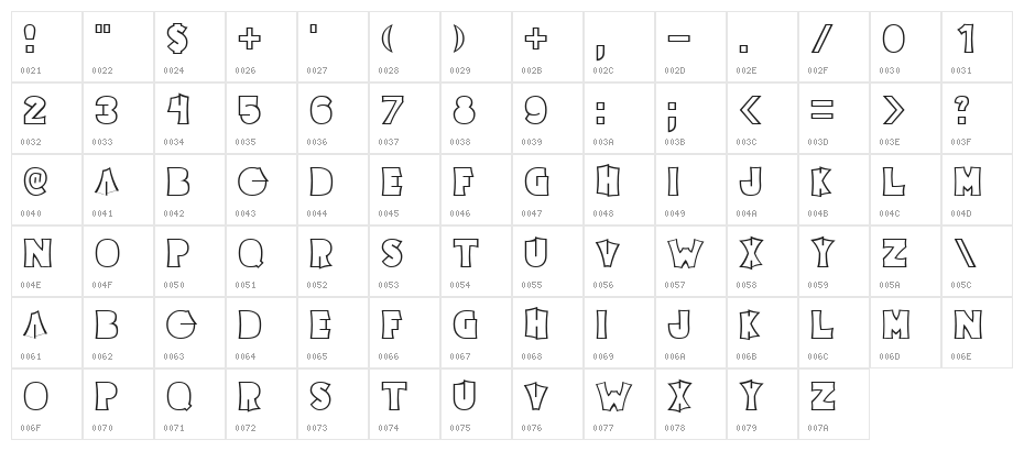 Electric Pickle Character Map
