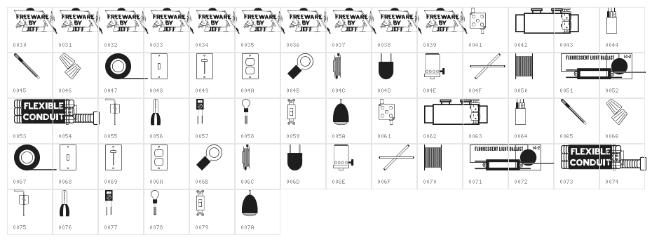 Electrical Items JL Character Map
