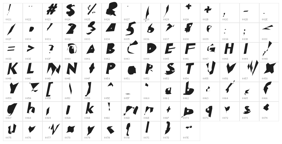 Electrical Snow Blizzard Oblique Character Map
