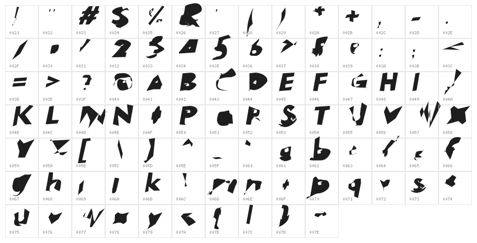 Electrical Snow Extended Oblique Character Map