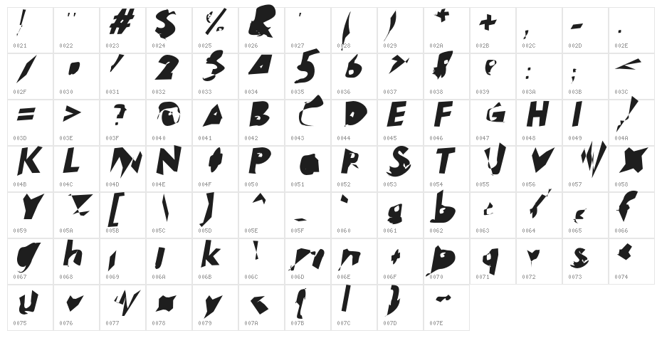 Electrical Snow Oblique Character Map